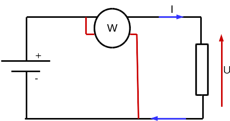 schéma de branchement d'un wattmètre