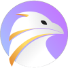 Logo du navigateur web falkon. Un faucon stylisé.